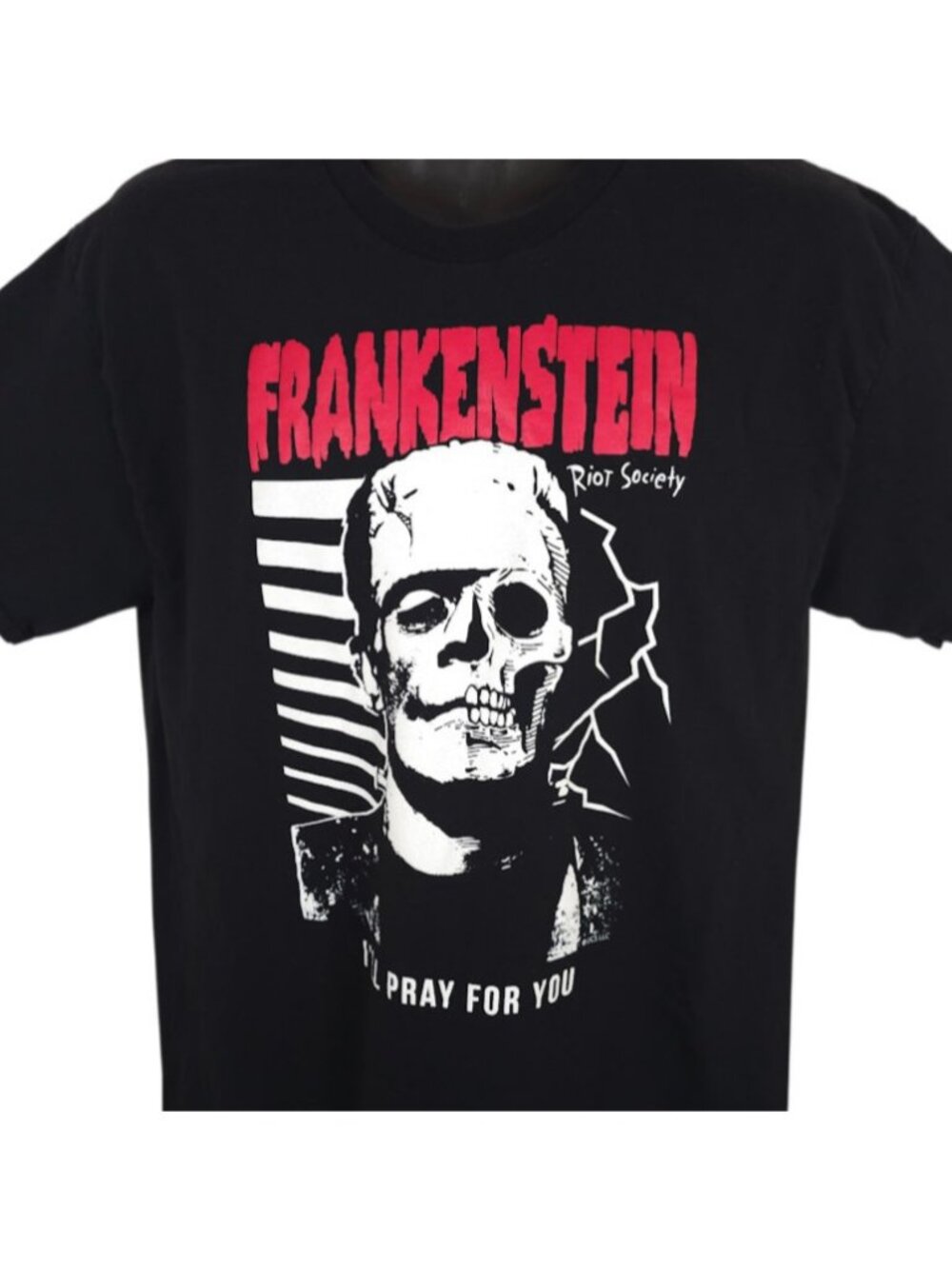 Frankenstein T Shirt Mens Size Large Black Ill Pray For You Riot Society USA